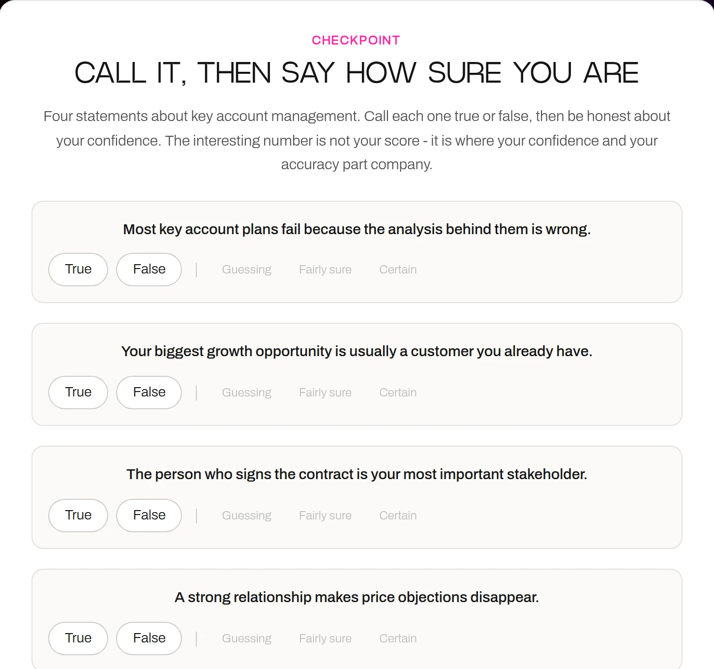An interactive lesson checkpoint
